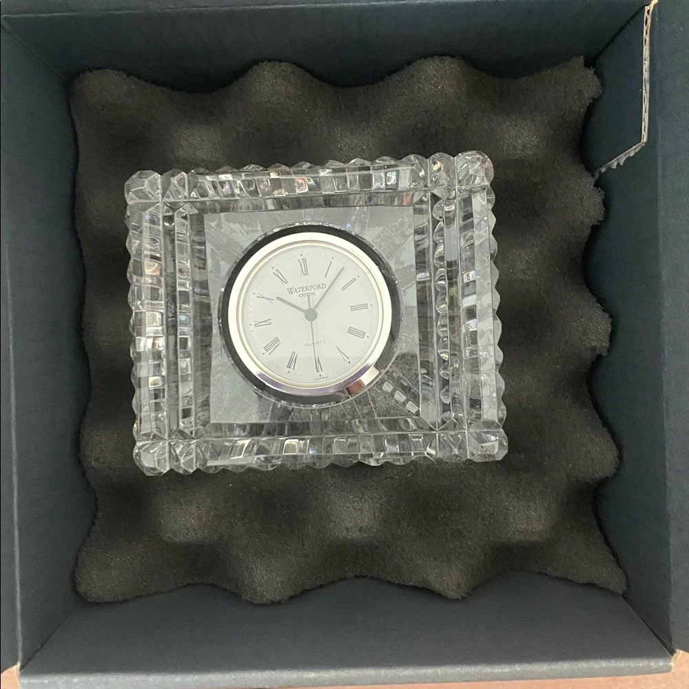 Waterford Crystal Rectangular Desk Clock Silver Ireland New in Box 2.5x3.5